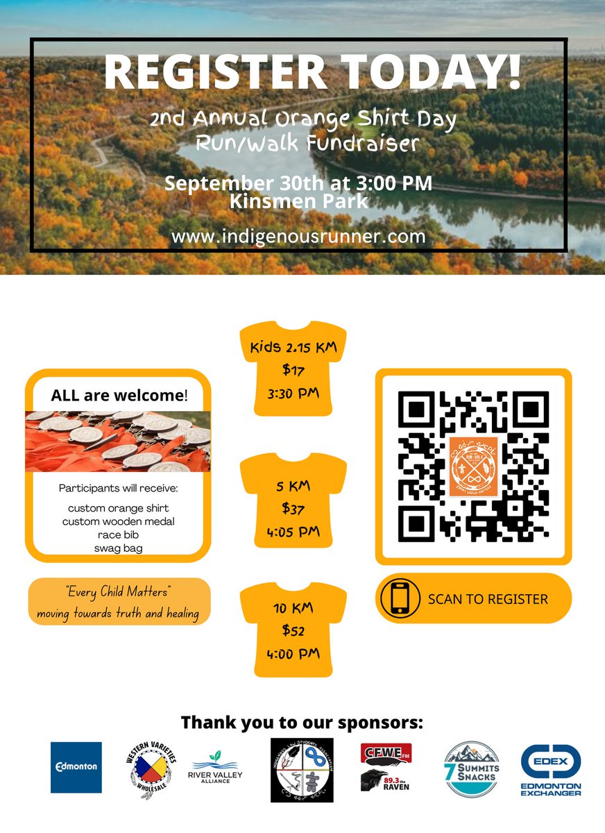 Join the ISCA on National Truth and Reconciliation Day (September 30th) at 3:00 pm at Kinsmen Park for the 2nd annual Orange Shirt Day Walk/Run Fundraiser! Proceeds from this event are going to: ISCA, Bear Clan Patrol, and Orange Shirt Day.org