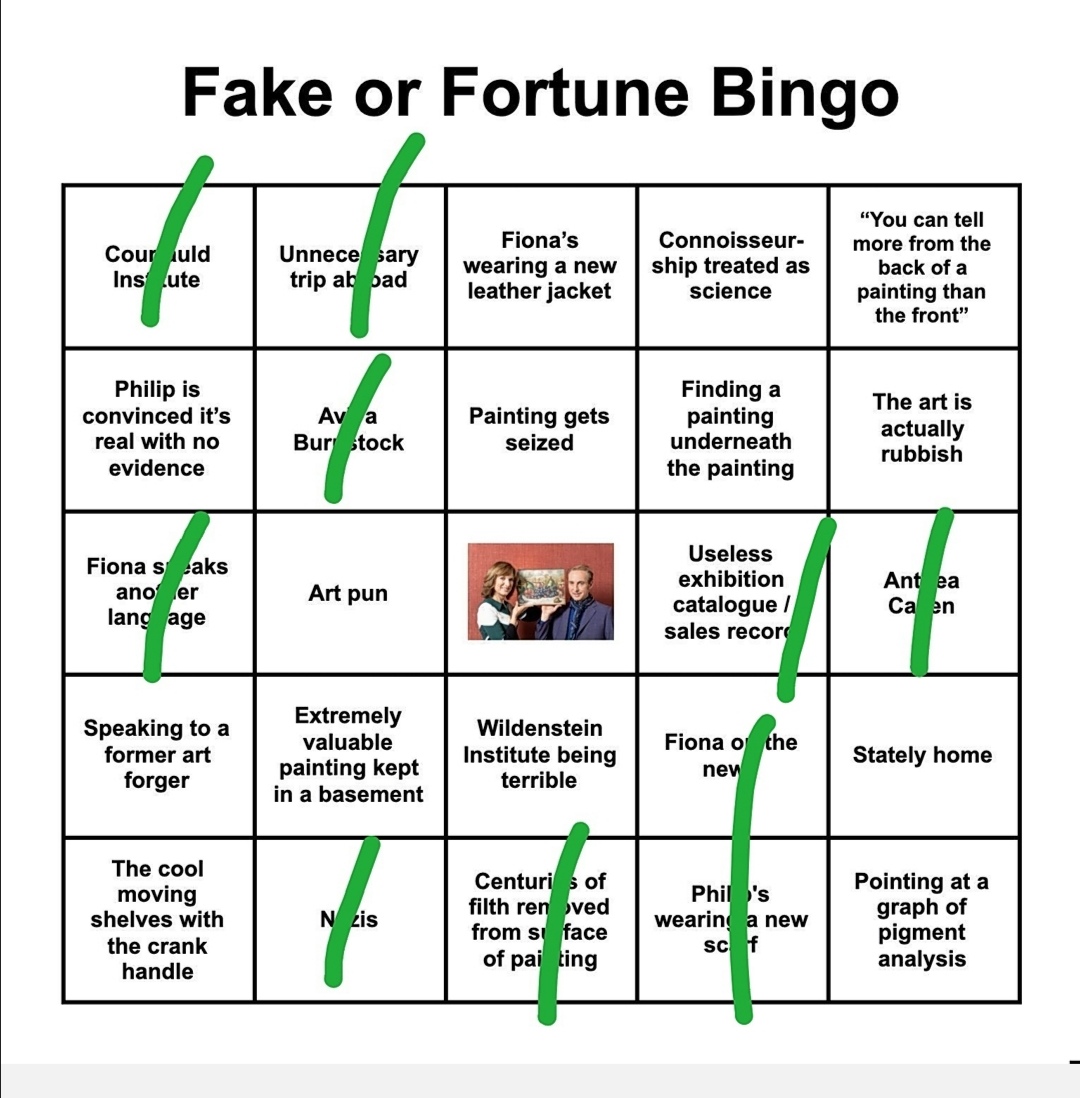 Doing well with the Fake or Fortune bingo this week #fakeorfortune