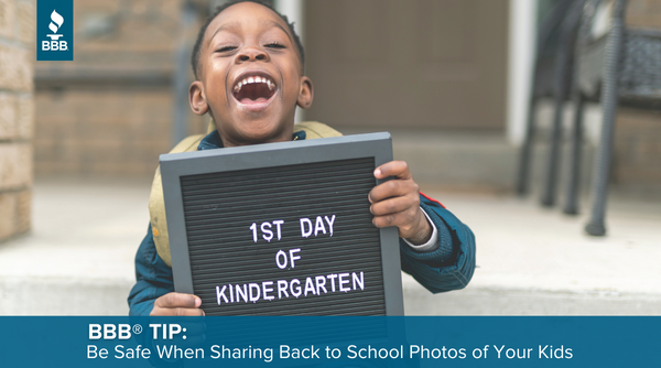 BBBNewJersey's tweet photo. #BBBTip: With the school year starting again, be cautious as to what you're sharing on social media when it comes to your child's "first day of school" photo holding a sign with basic information such as their name and grade. Read More: https://t.co/p45N2HWxaF 

#BackToSchool https://t.co/eQB1Hdx7k3