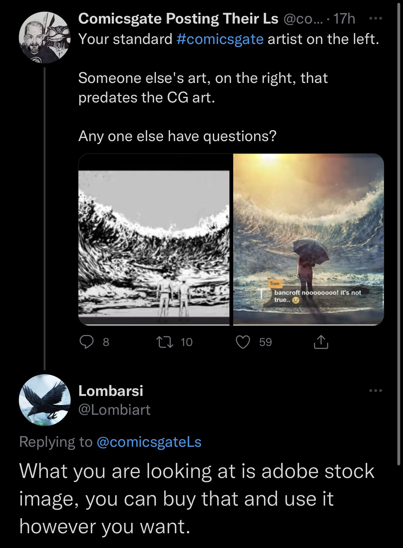 Comicsgate Posting Their Ls on Twitter ""Tracing stock photos into a
