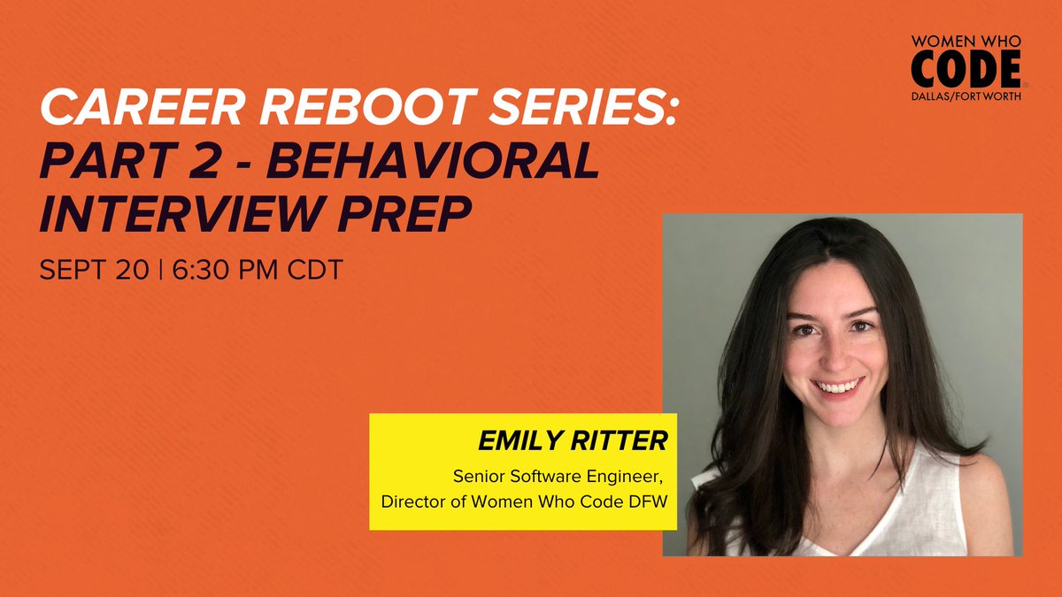 WWCodeDFW's tweet photo. You've spruced up your resume and landed an interview. Now what?
Join us for Part 2 of our #CareerReboot series to learn more about how to nail your behavioral interviews and reach your career goals!
RSVPโก๏ธMeetup Link in the comments
#womenwhocode #womenwhocodedfw #InterviewTips https://t.co/c8co90sPOc
