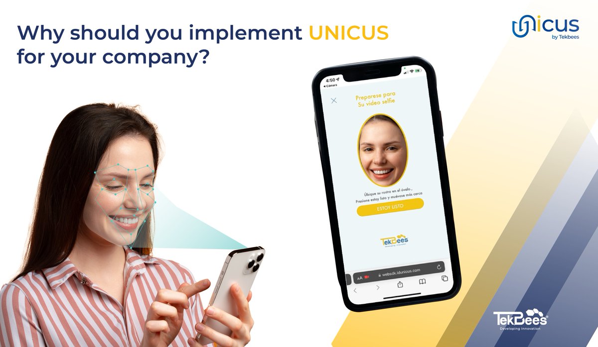 Tekbees's tweet photo. Find out why your company needs to implement biometrics for digital transactions. We created Unicus, a service that can help in business environments. 📱🔒

➡ More information: https://t.co/S9JKmEX2U3

#Biometric | #Technology | #Innovation | #Software https://t.co/8bfwKA7W96
