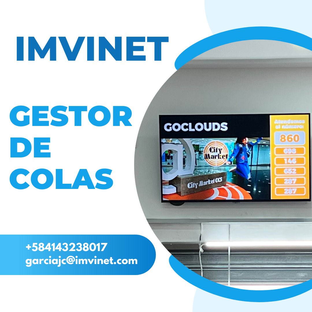 IMVINET's tweet image. @CityMarketccs Ahora cuenta con un activo muy importante que es, El Gestor De Colas. Este es un es un sistema que permite controlar y planificar la ejecución de las tareas almacenadas en las colas, con el fin de disminuir el tiempo de espera y mejorar la experiencia del cliente.