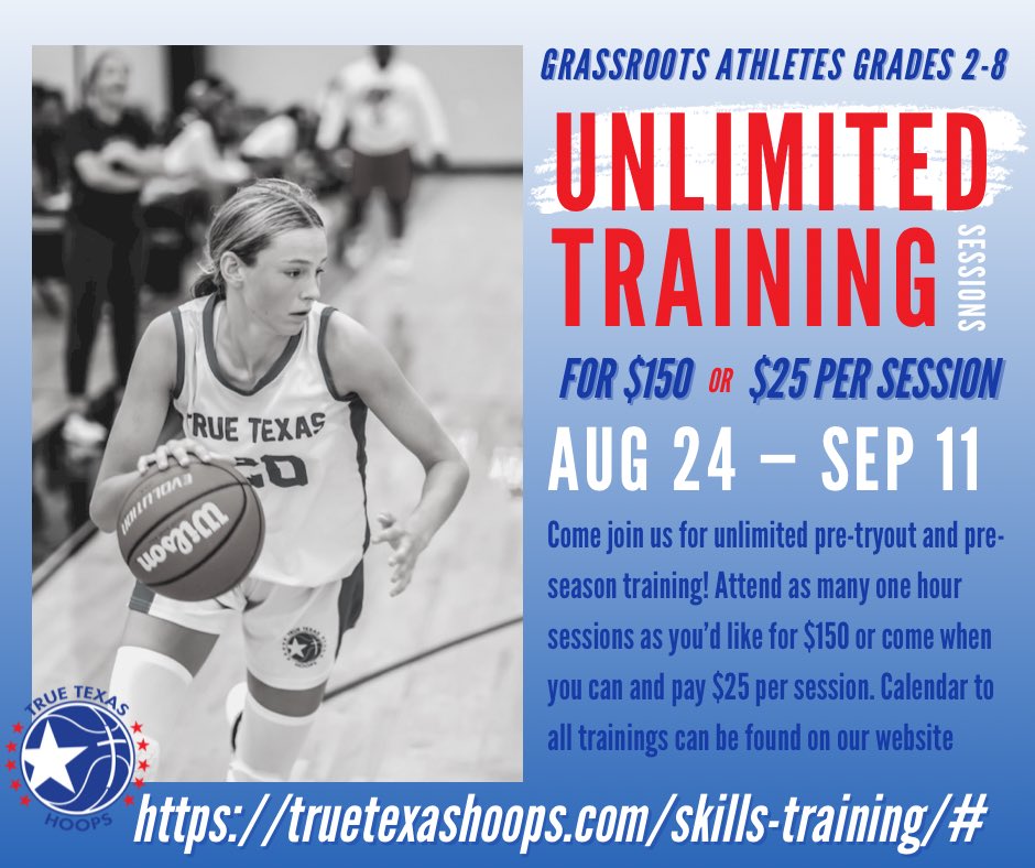 TeamKiddTexas's tweet photo. 🚨 TONIGHT AUG 30, 2022 🚨
⏰ 𝟑𝐫𝐝-𝟓𝐭𝐡 𝐠𝐫𝐚𝐝𝐞 5:30-6:30pm Skills Training
🏀 Coach @angus_mcwilliam 
💰 UNLIMITED sessions or $25 per session 

#grassrootsbasketball #truetexashoops #dfwbasketballtraining #youthbasketball https://t.co/Q2qccHrzTv