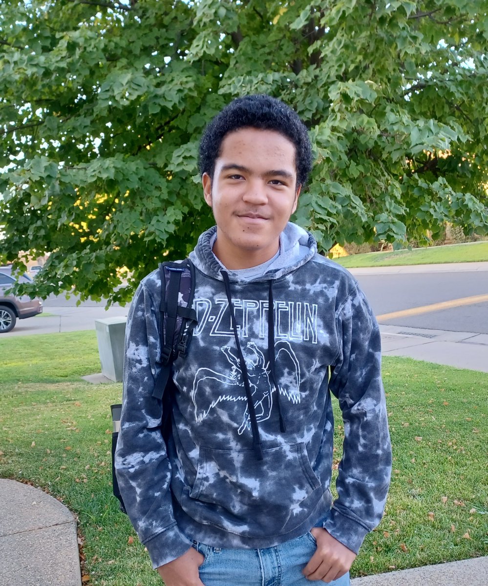 First day of 10th grade and he's climbing a stairway to Heaven.