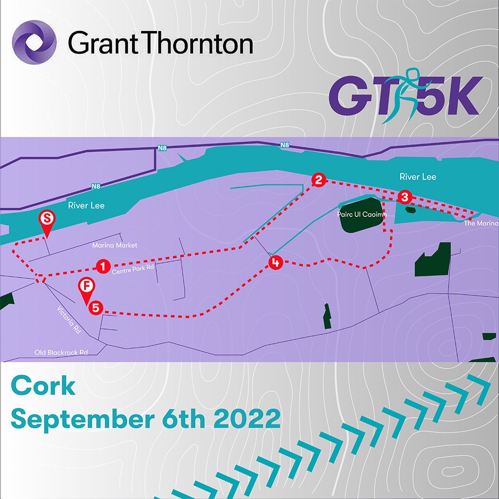 GrantThorntonIE's tweet photo. The Cork #GT5K Corporate Team Challenge Map is now live! Find our more and register for the run here https://t.co/MmZHPcdShP https://t.co/kQed0j1rmv