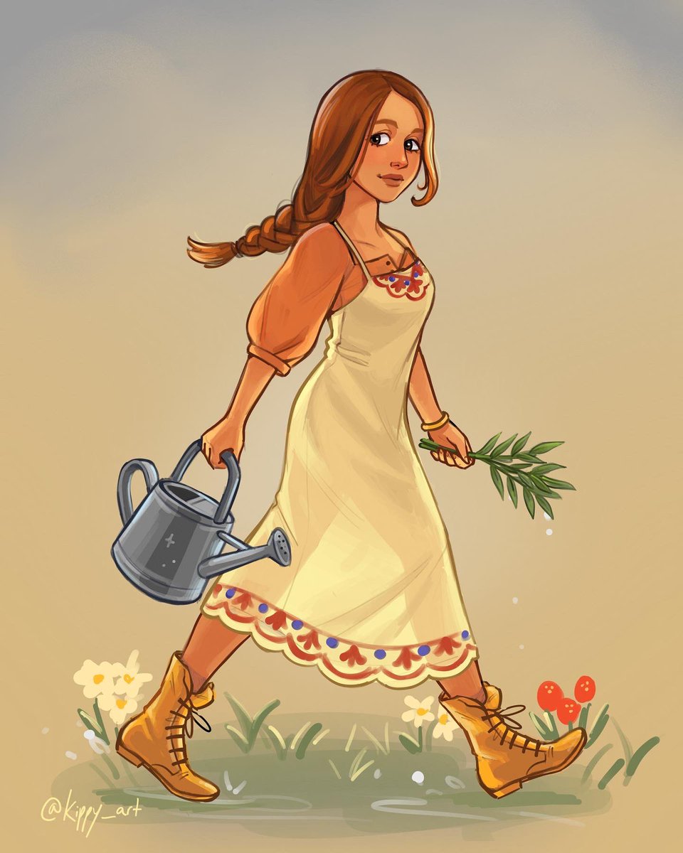 Kippy_art's tweet photo. Animal Crossing gijinka of Fauna doing some evening gardening after the rain 🌿 https://t.co/LmVsRwOQQC