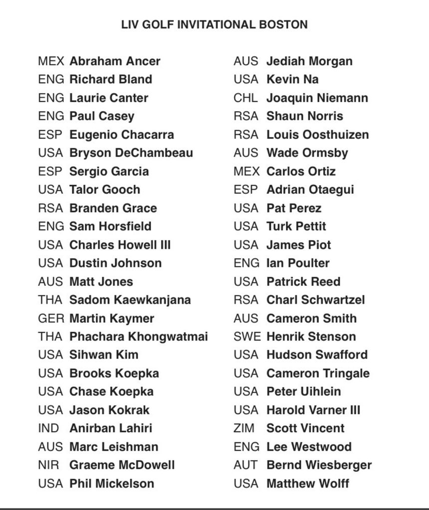 AlanShipnuck's tweet photo. The PGA Tour won August but September will belong to LIV, with tournaments in Boston and Chicago. This field has won half of the last 24 major championships. https://t.co/0VSXeiuh3k