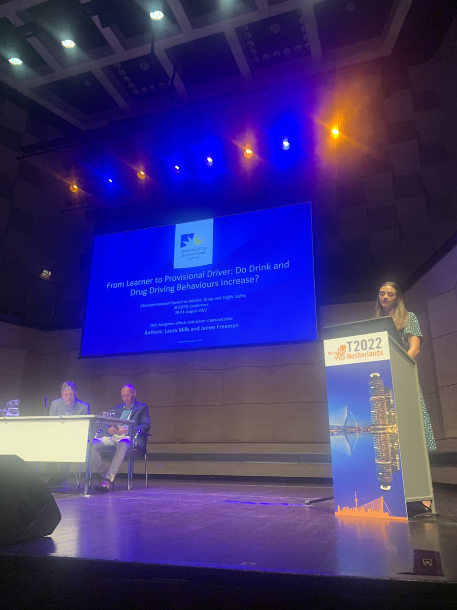 Today I presented at the <a href="/IcadtsInternat/">ICADTSInternational</a> conference in Rotterdam, and shared some results from my study looking at the drink and drug driving behaviours of learner, provisional 1 and provisional 2 drivers in Queensland. <a href="/usceduau/">UniSC: University of the Sunshine Coast</a>
