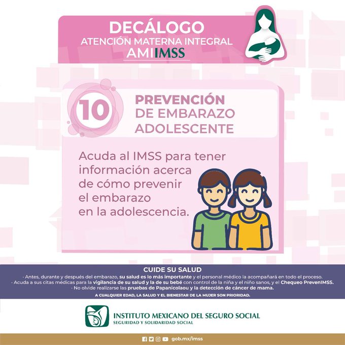 Imss_Pue's tweet photo. Acude al #IMSS para saber cómo prevenir un embarazo en la adolescencia #AMIMSS https://t.co/HW6EaSAy1x
