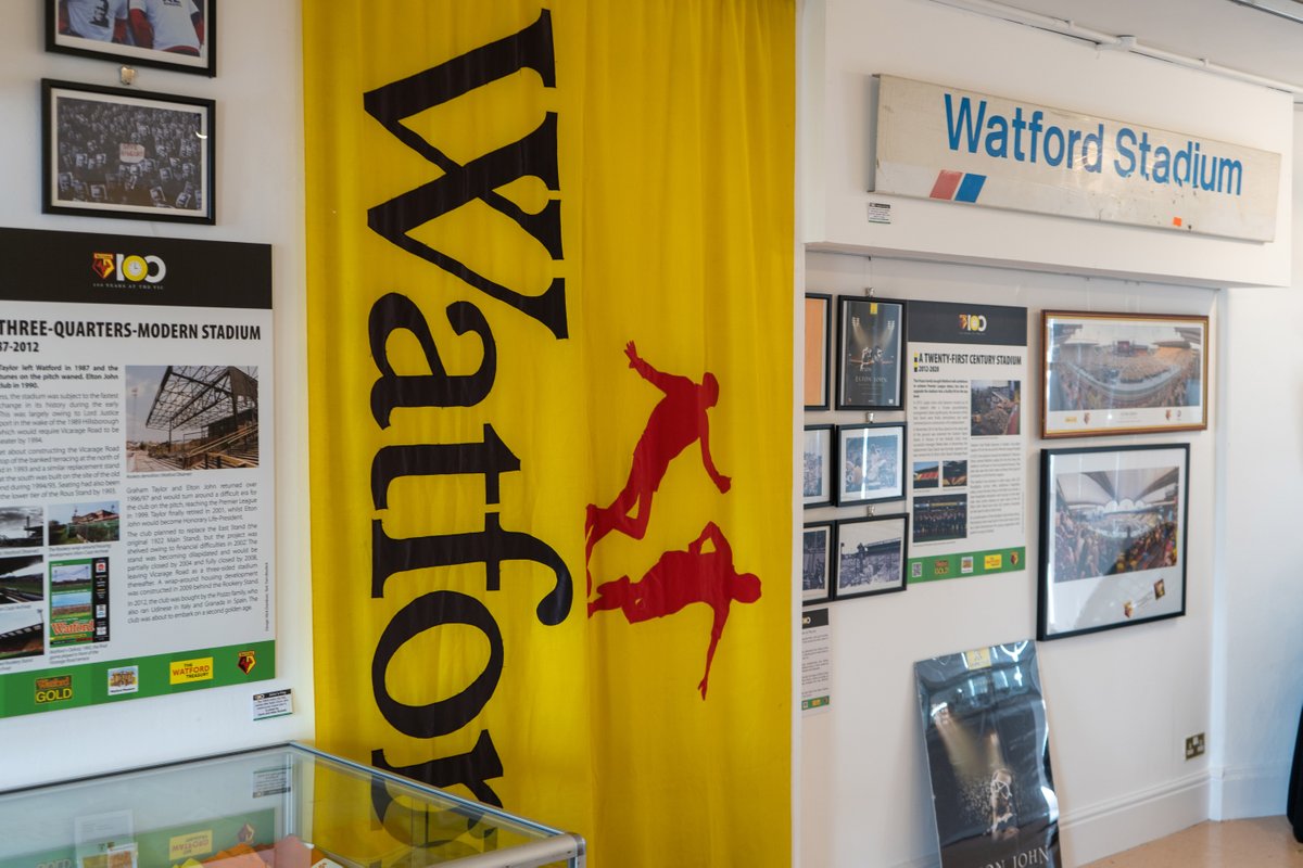 WatfordFC's tweet photo. 🏛 The free Vicarage Road Centenary exhibition at Watford Museum is open tonight until 7pm!

Head down before the match to experience 100 years of our stadium's history. 🤩

#WatfordFC | #Vic100 https://t.co/I3zu8NRw7K