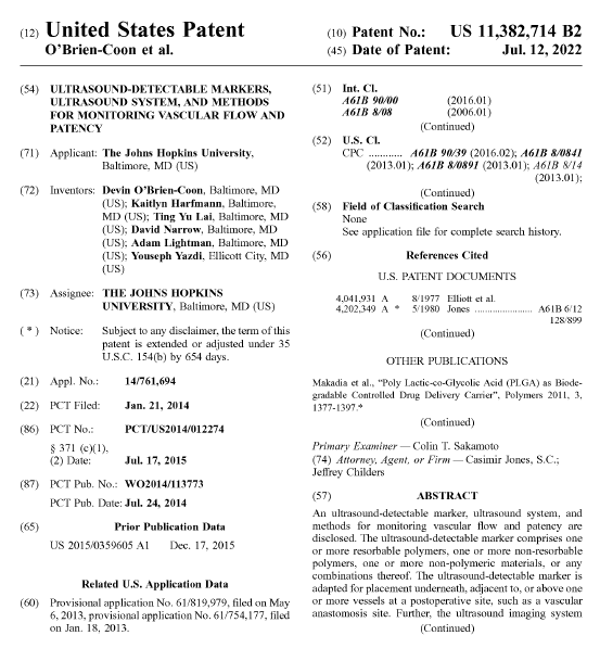 Sonavex's tweet photo. NEW ISSUED PATENT ALERT! Sonavex was recently issued a broad U.S. patent protecting its EchoMark technology and methods associated with using EchoMark to facilitate vascular ultrasound exams https://t.co/nIKfSmqrtC