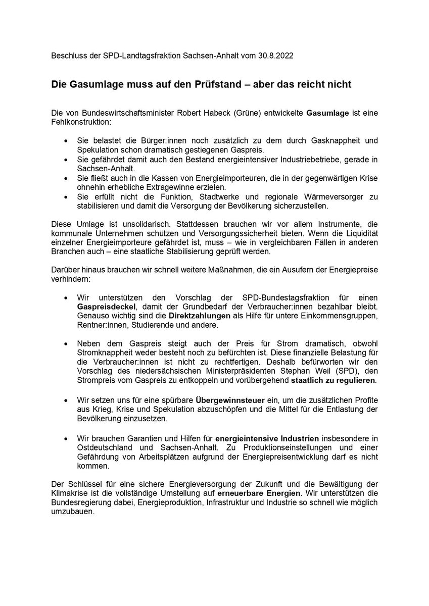 spd_lt_lsa's tweet photo. Es geht nicht nur um Entlastungen - wir müssen an die Energiepreise selbst ran!
Wir brauchen
➡️ keine Gasumlage für Konzerninteressen, sondern Schutz für unsere Stadtwerke
➡️ einen sozialen Gaspreisdeckel
➡️ staatliche Regulierung beim Strompreis
➡️ eine Übergewinnsteuer

Mehr ⬇️ https://t.co/cAg0HzRyR1