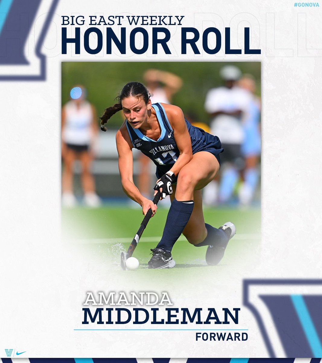 VillanovaFH's tweet photo. 𝐑𝐨𝐥𝐥 𝐂𝐚𝐥𝐥🗣
Congrats to our ⭐️⭐️⭐️ on their Big East weekly awards: Toni Minichello on her 1️⃣st Big East Freshman of the week; Sabine de Ruijter and Amanda Middleman on Big East Weekly Honor Roll😼🏑
#NOVAFH #GoNova https://t.co/cLH0UfRaS4