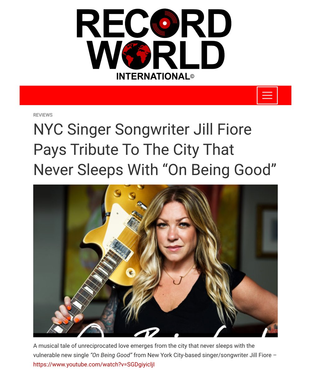 SoundandFiore's tweet photo. “A musical tale of unreciprocated love emerges from the city that never sleeps with the vulnerable new single 'On Being Good' from New York City-based singer/songwriter Jill Fiore” 

Thanks for the GREAT review @RecordWorldInt1 ❤️

https://t.co/bv9Ns34sD6

#songreview #newmusic https://t.co/aFOOYtG0Xq