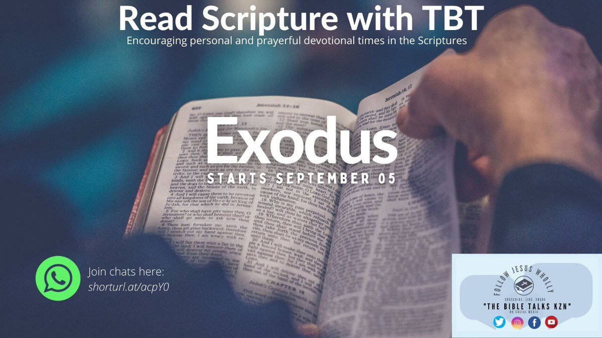 TheBibleTalks's tweet photo. Hi 😀

Do yo want some encouragement to get into the Scriptures by yourself in some kind of (almost) daily reading plan?

Join Season 11 (Exodus 5-12) of our Read Scripture with TBT

Join here: https://t.co/2fzaMnrz2G 

#TheBibleTalks #UKZN #DUT #UNIZULU https://t.co/n3hehxBWiT
