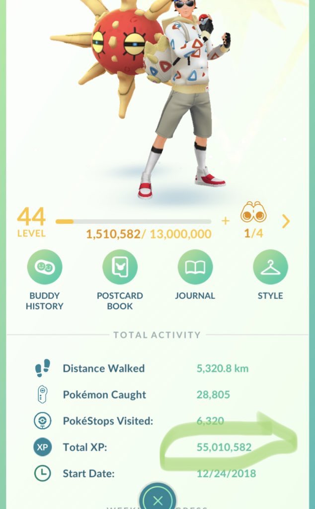 PkmnGoNeo's tweet photo. Celebrating reaching 55 million XP in #PokemonGO today! 🎉🎉🎉 #ポケモンGO #ポケモン #Pokemon #ShinyPokemon #Shiny #ShinyCheck https://t.co/SGXx1fpczN