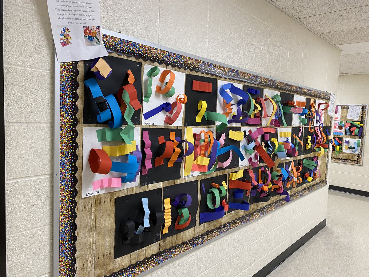 All students <a href="/D45YorkCenter/">York Center School</a> created paper sculptures during our first week in art!  Students loved shaping and gluing strips of paper to create fun abstract designs.  Nice job York Center artists!