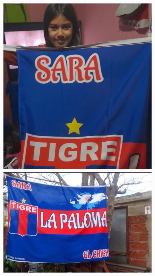 tigremaniaco's tweet photo. [SOLIDARIDAD]
Ayudemos a Sara a recuperar su bandera.
En el último sábado en el encuentro frente a River, Sara colgó su bandera como siempre pero al buscarla al finalizar ya no estaba.
Quizás fue sin querer o adrede, pero que aparezca..el trapo es el alma del hincha.

Hace tu RT. https://t.co/emrmkW0aly
