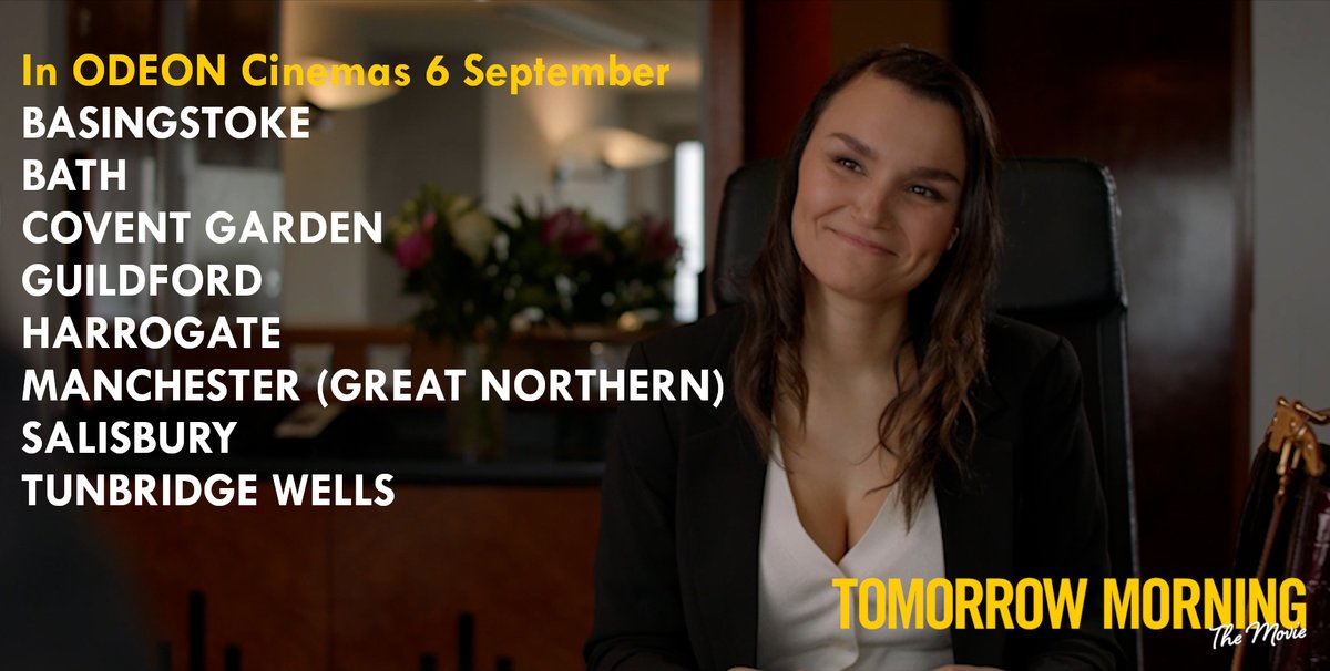 Check out the newly confirmed <a href="/ODEONCinemas/">ODEON</a> joining our special screening of Tomorrow Morning on 6 September

#TomorrowMorningTheMovie #Musical <a href="/SamanthaBarks/">Samantha Barks</a> #SamanthaBarks