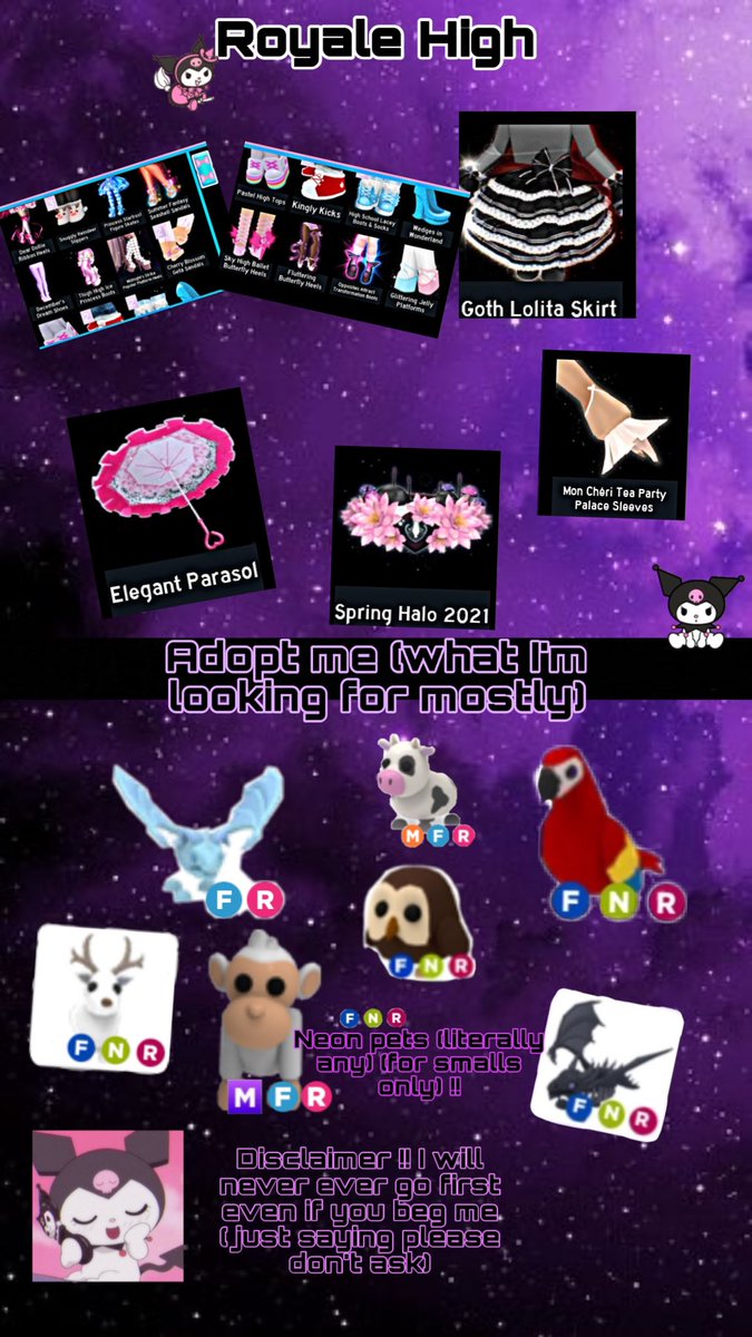 k1uvvio's tweet photo. || ROYALE HIGH TO ADOPT ME ||                    NOT GOING FIRST || PROOFS COMING OUT SOON!!          TAGGIES || #adoptme #adoptmegiveways #adoptmecrosstrading #royalehigh #royalehightrading #roylaehighcrosstrading #royalehighselling #royalehighschool  #royalehightrades #roblox https://t.co/1Oy9QPk8GQ