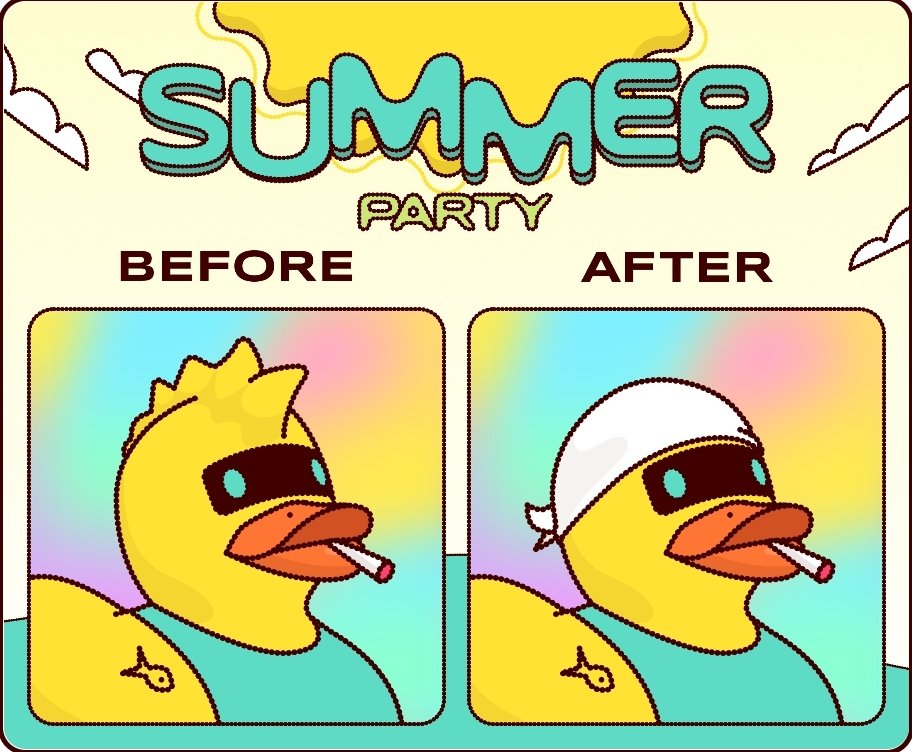 0xBeam's tweet photo. After party my fav ducky got hair bandana! https://t.co/P41Ku3n1HQ