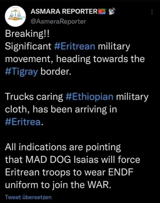 s71908599's tweet photo. #Eritrea is ready to exacerbate its intervention in #Tigray. #StopTigrayWar #StopTigrayGenocideNow @UN @CNN @cnni @BBCNews @hrw @amnesty @UN_HRC @EU_Commission @Europarl_EN @POTUS @VP @guardian https://t.co/rwe8quOj32
