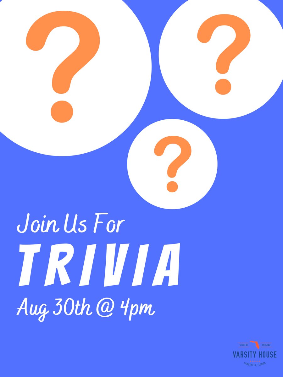 VarsityHouseUF's tweet photo. 🧠 It’s time to test your knowledge with 3 rounds of Pop Culture in office today at 4 PM. We will be using Kahoot!— please be sure to bring a device that has internet access 💻 https://t.co/IBgFvsDwYg