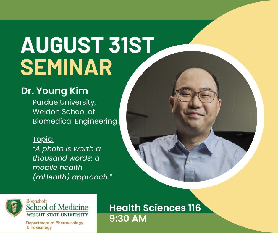 Please join us tomorrow morning in HS 116 for our guest speaker, Dr. Young Kim, from Purdue University. 

Live-stream is available: 
videoplayer.telvue.com/player/UkHhwMt…

#pharmtoxwrightstate #pharmtoxwsu