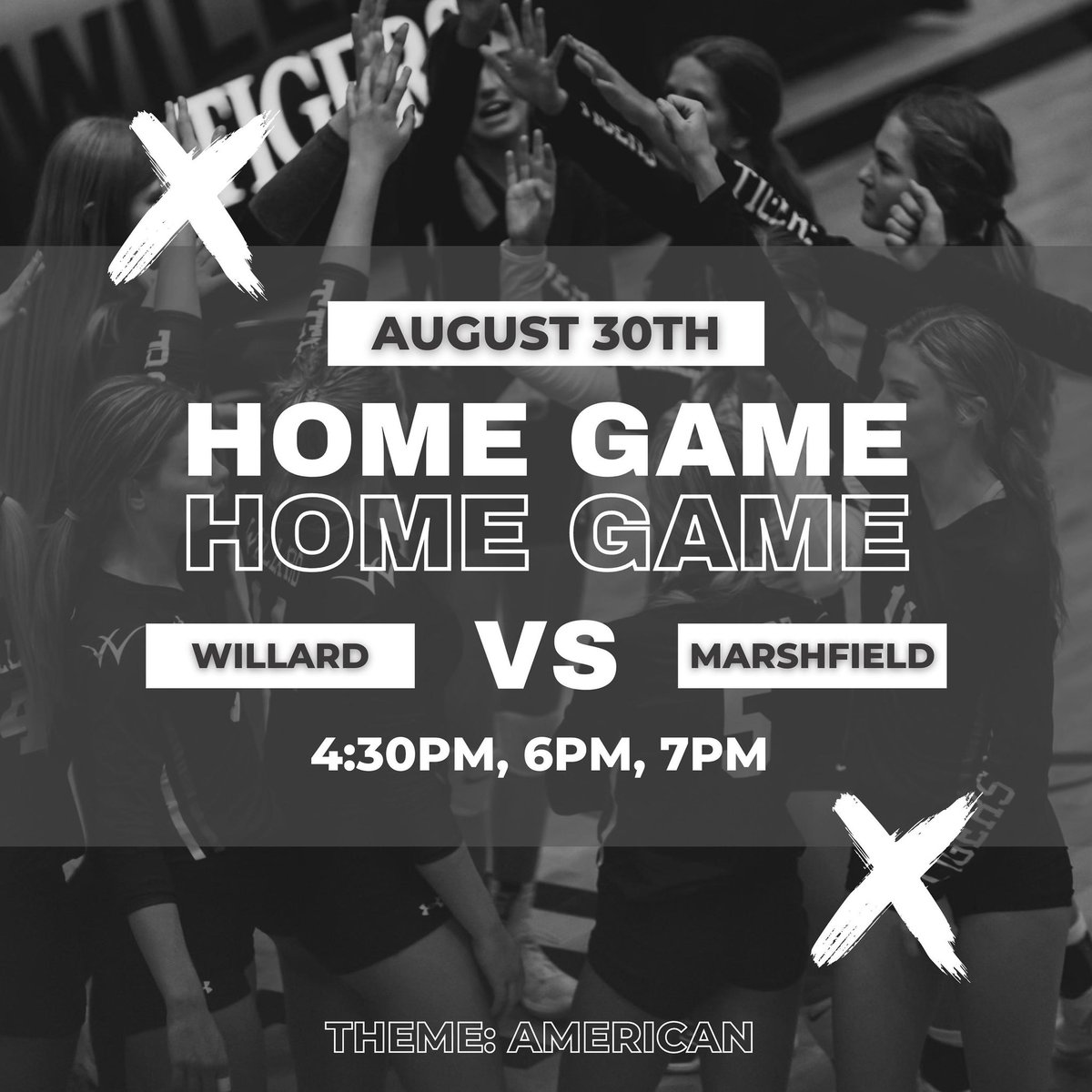 •G A M E•D A Y•

Willard will host the first home game of the season TONIGHT against Marshfield. See you there!

🆚 MARSHFIELD
⏰ C-4:30, JV-6:00, V-7:00
📍 WILLARD HIGH SCHOOL
 THEME: AMERICAN🇺🇸