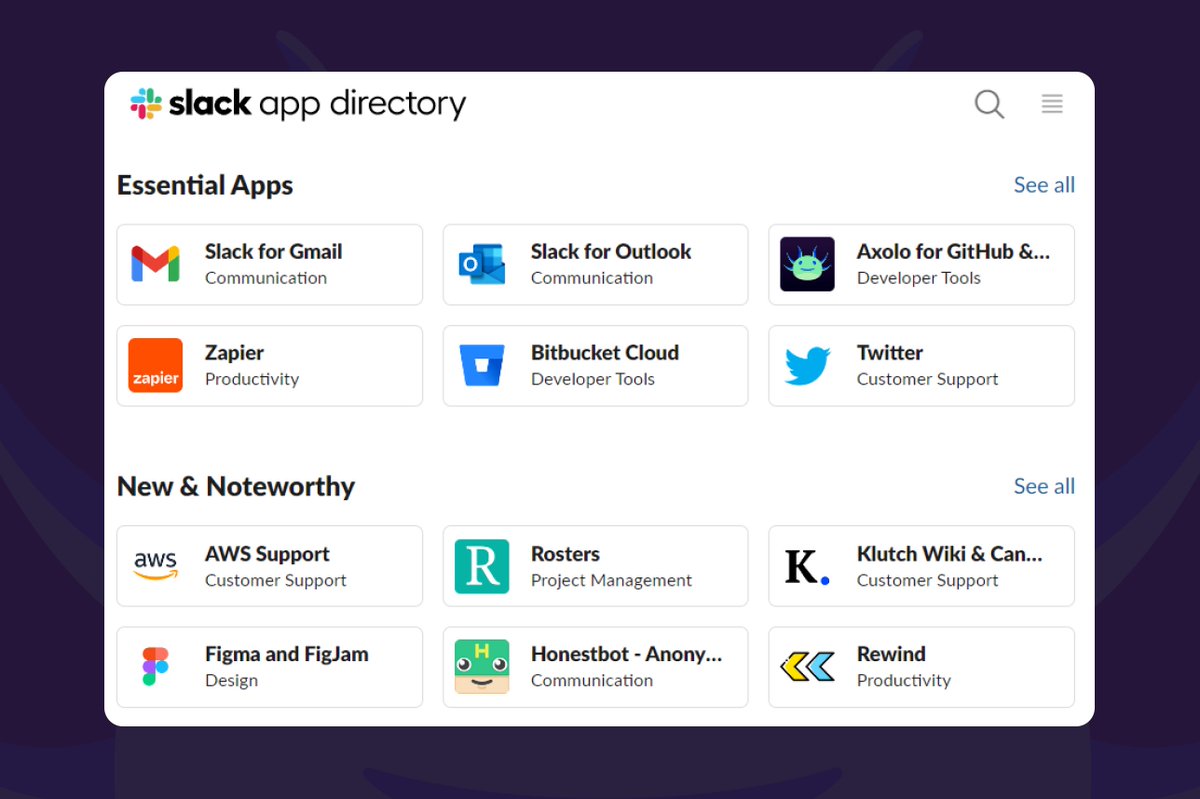 Today was a shock! 😵

We discovered that Axolo was featured in the Slack directory as an Essential App. 🥳

We can't be more thrilled to be listed alongside companies and products such as <a href="/zapier/">Zapier</a> , @Twitter , Gmail , <a href="/Outlook/">Microsoft Outlook</a> , and <a href="/Bitbucket/">Atlassian Bitbucket</a>.

Thanks <a href="/SlackHQ/">Slack</a> !