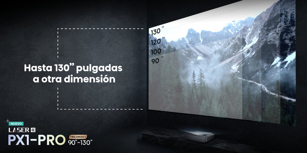 Hisense_Mexico's tweet photo. El nuevo Laser TV PX1 Pro cuenta en su proyector con una tecnología de tiro ultra corto, el cual crea una experiencia inmejorable en donde sea que sea colocado.
#Hisense #Tecnologia #TV #SmartTv #Cine #Cinema #PX1PRO https://t.co/HAMVveLpdT