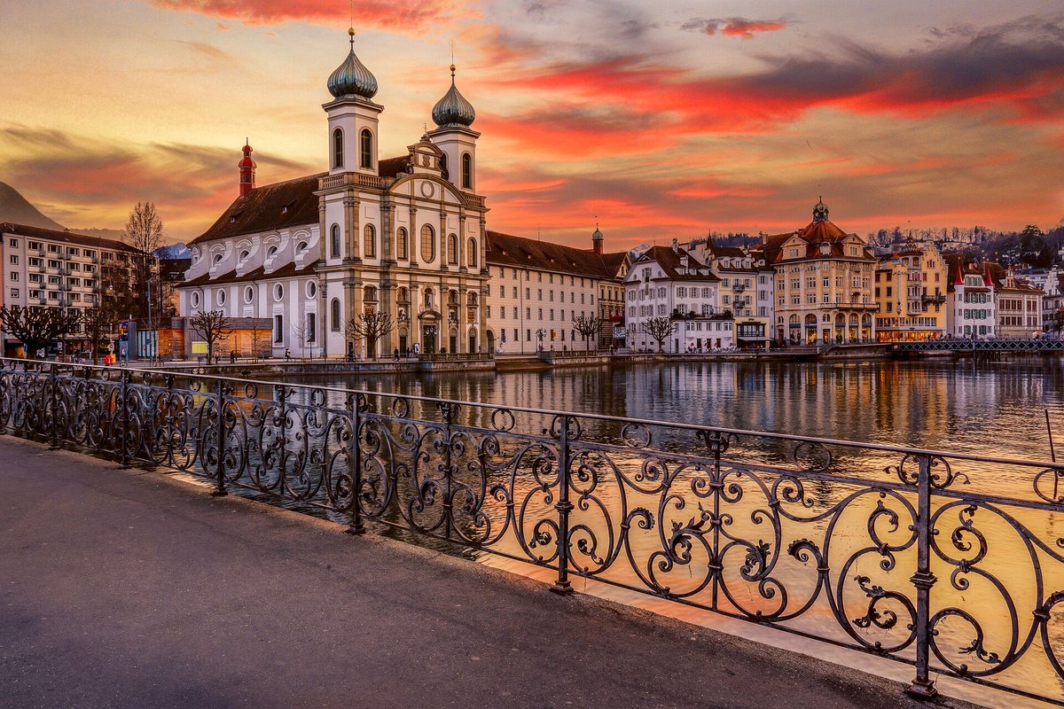 lookforplace's tweet photo. #Jesuit #Church #St #Francis #Cavier #Lucern #Leuss #River #Switzerland https://t.co/m7iWtN878a