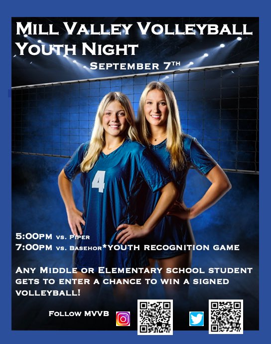 Next Wednesday - BE there!!!!

First home game and first ever MV Volleyball youth night!! Help spread the word👏🏼