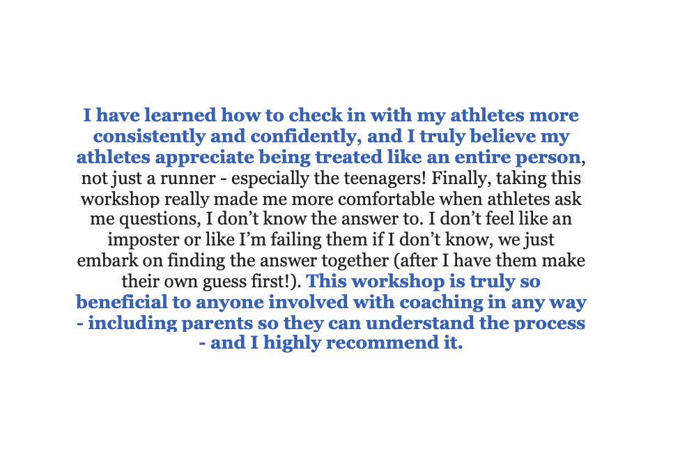 Why we do what we do --- We recently received an email from a coach who took part in our 2021 USATF program. She wanted to share with us the impact this experience has had on her coaching &amp; relationship with her athletes.

Thank you coaches for making the experience what it is!