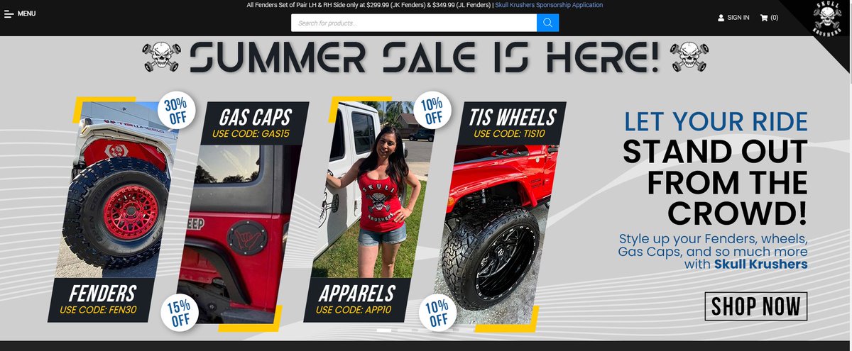 redheadinaredjk's tweet photo. checkout all those sales!!!! @4skullkrushers 😉you may even notice a red jeep on there looks familiar. #SKsale #SKALLDAY #SkullKrushers #InnerFenders #gascaps #apparel #Tires #Handles #allthingsjeep #jeep #GSMJI #discounts #salesalesale https://t.co/e3utr65SfC
