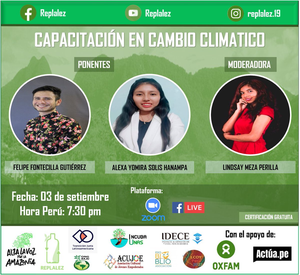 replalez's tweet photo. Capacitaciones #alzalavozporlaamazonia
Deseas informarte sobre cambio climatico😱😍
 Inscríbete aquí https://t.co/chh43tAQV4
#activismo #organizaciones #replalez
#energiasrenovables #transicionenergetica
#cambioclimatico #justiciaclimatica #luchaclimatica #alvalavozporlaamazonia https://t.co/AaJkghXVWt