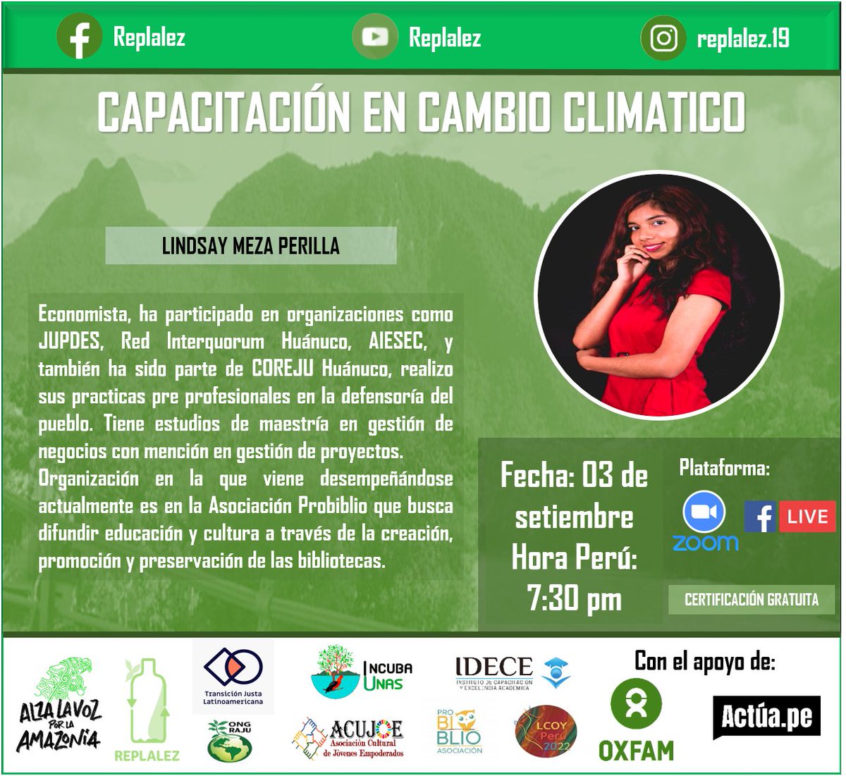 replalez's tweet photo. Capacitaciones #alzalavozporlaamazonia
Deseas informarte sobre cambio climatico😱😍
 Inscríbete aquí https://t.co/chh43tAQV4
#activismo #organizaciones #replalez
#energiasrenovables #transicionenergetica
#cambioclimatico #justiciaclimatica #luchaclimatica #alvalavozporlaamazonia https://t.co/AaJkghXVWt