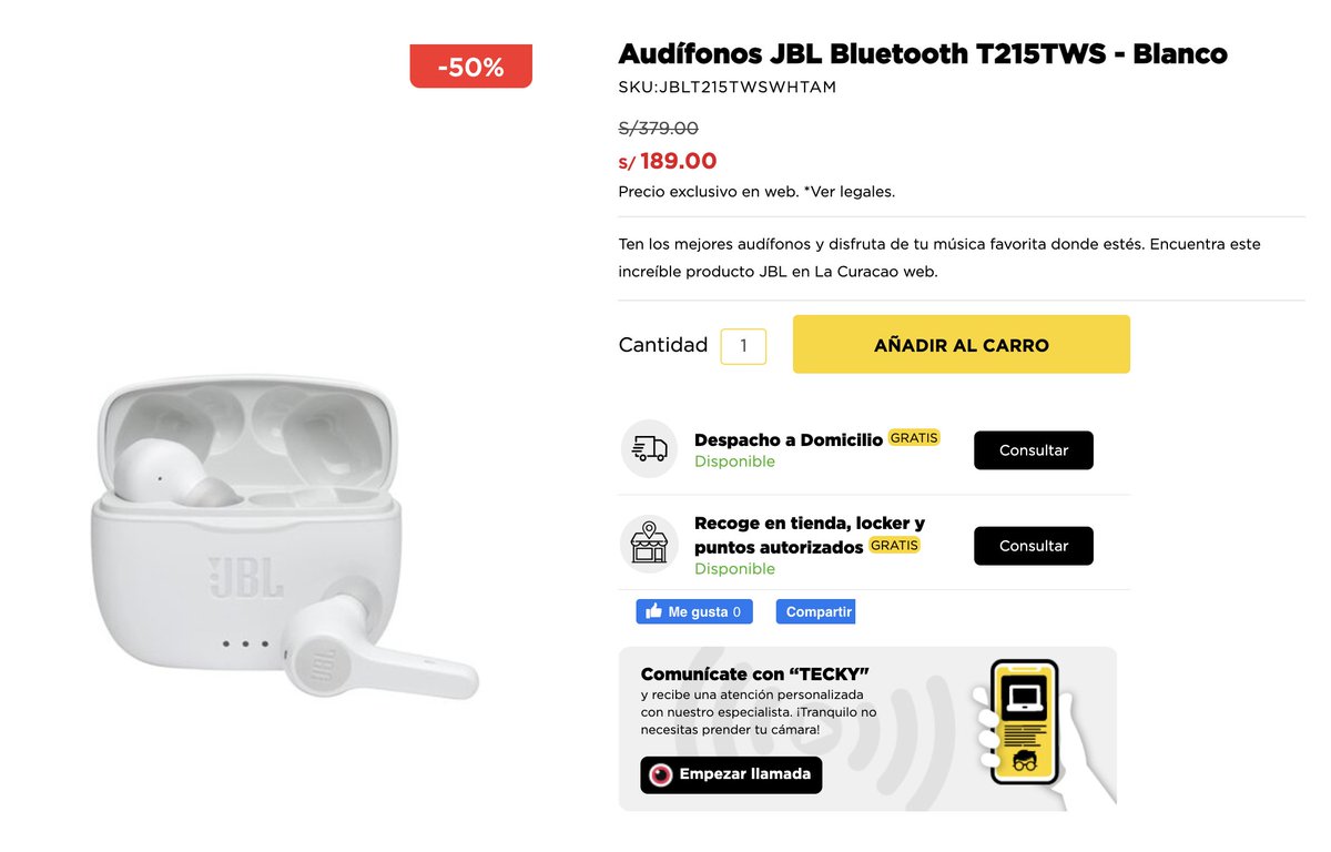 KnastaPeru's tweet photo. Audífonos Jbl Bluetooth T215Tws S/ 189.00
https://t.co/4VNiJSfAx8 https://t.co/Lhs8fFq3rc