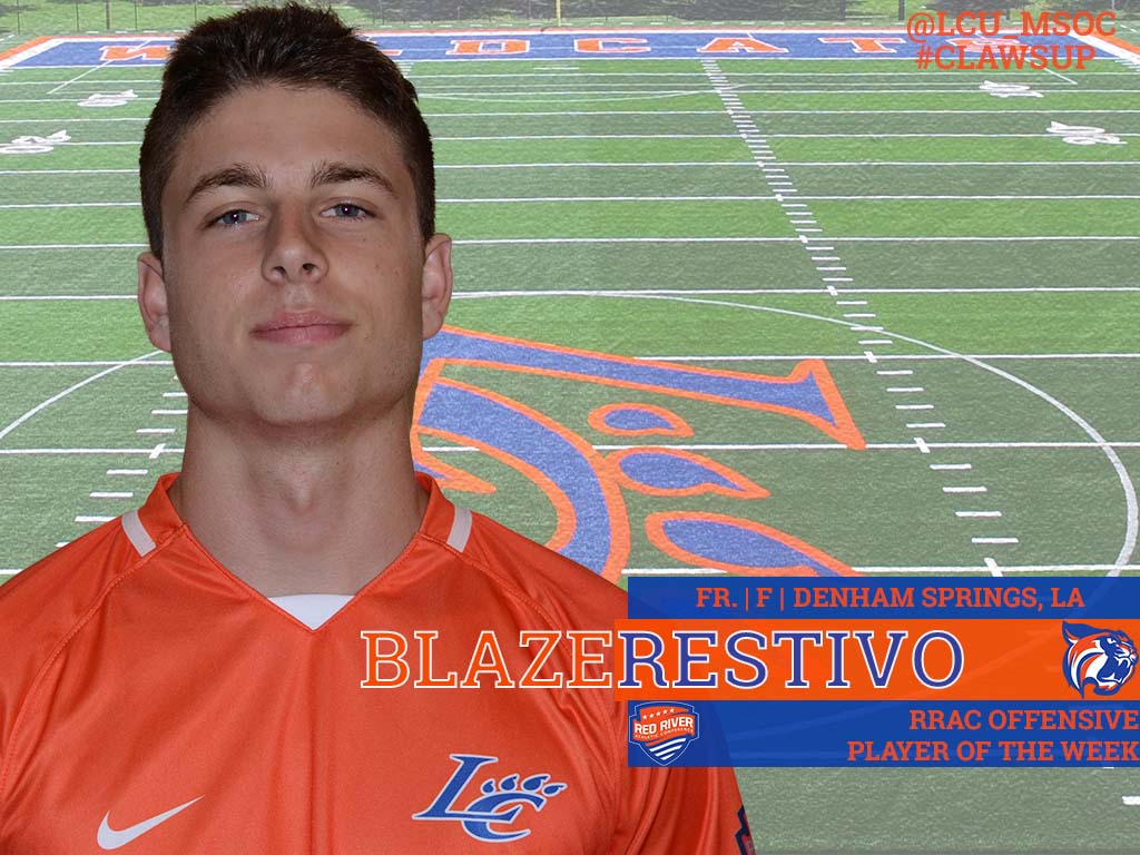 LCU_MSOC's tweet photo. Congrats to Fr. F Blaze Restivo on being named the @RRACsports Offensive Player of the Week!!! #ClawsUp @SoccerNaia #NAIAMSoccer #RRACMSOC https://t.co/f0D0VrOO0I