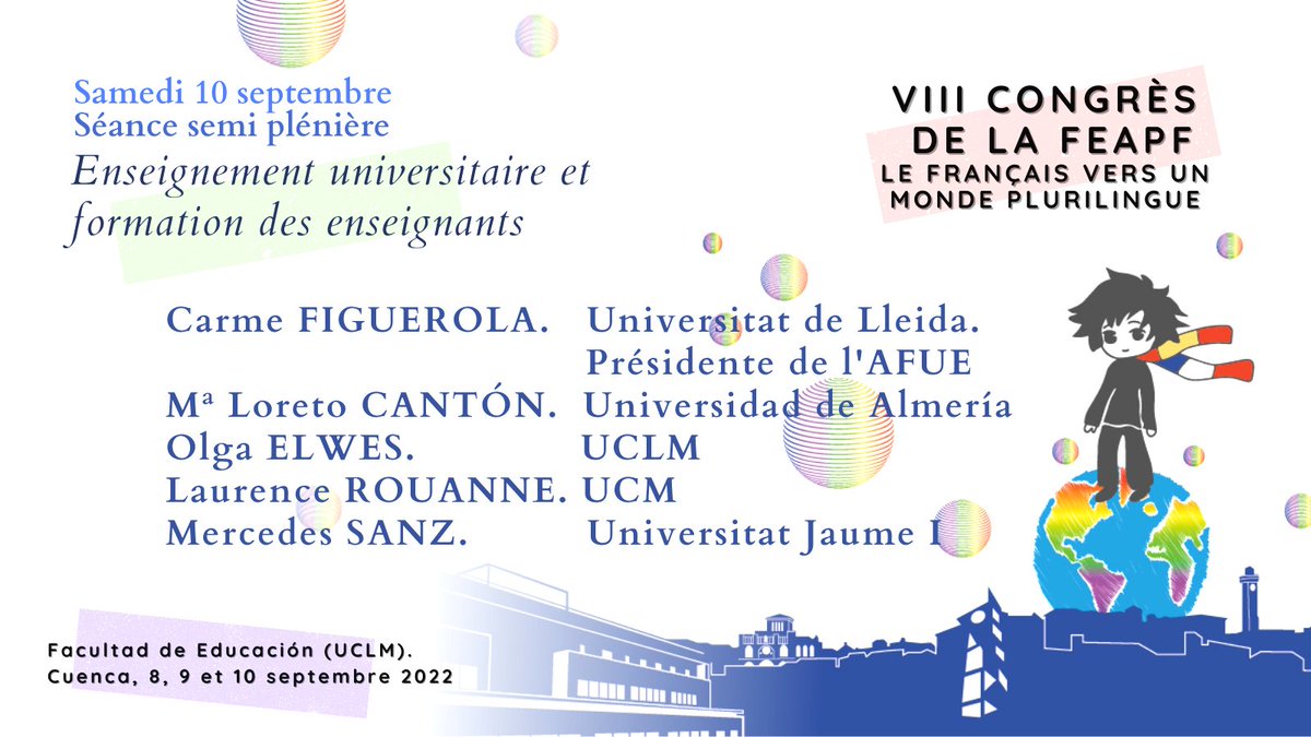 Le #viiicongresfeapf dédie une séance à la réflexion sur la formation des enseignant(e)s et au français à l'université. #carmefiguerola #loretocanton #olgaelwes #laurencerouanne #mercedessanz