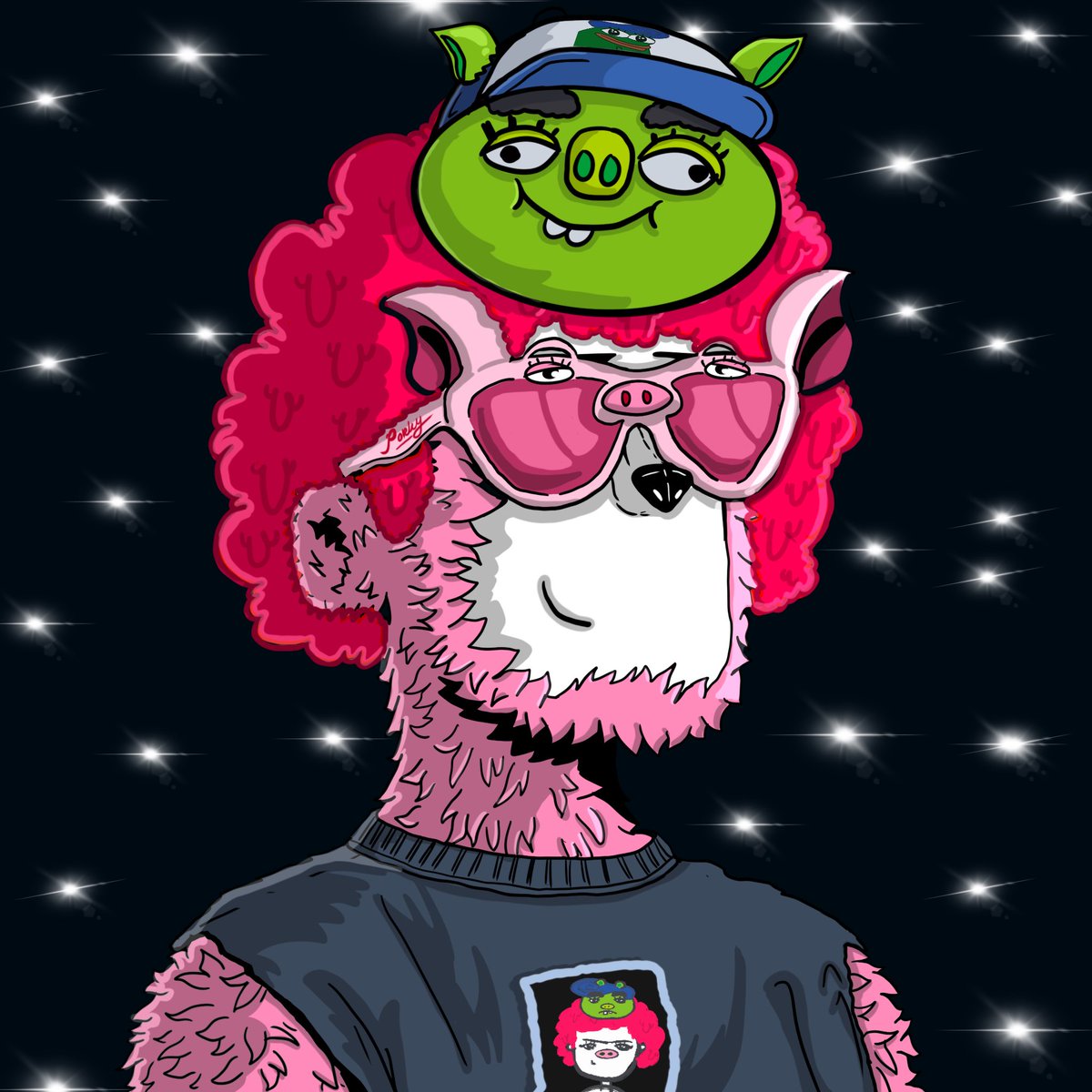 another commission to y00tified my friend @porkydotsol
he loves animals, esspecially pig🐽,he loves bacon, and he loves <a href="/MarkerKid_NFT/">Marker Kid - WE ARE GREGS</a>