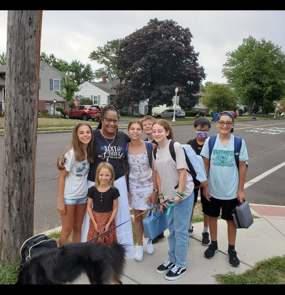 Had to stop by the bus stop to wish my official 7th graders a great first day. ❤️Always sharks! <a href="/OakPark_NPSD/">Oak Park Elementary School</a>