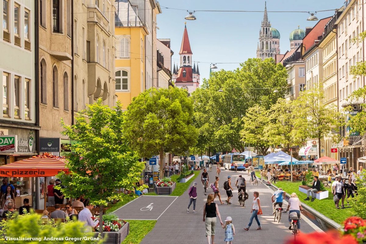 Livable urban….Munich on way🎋

#München #Klimaschutz #beresilient #cycling #climate #community #cleanair  #autofrei #localaction #sustainablecity