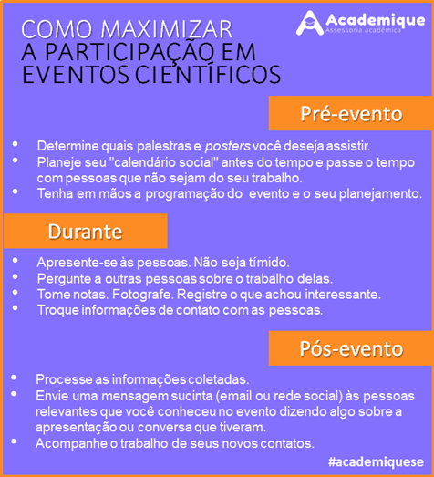 Como maximizar a participação em eventos científicos
Se vai participar de algum evento, é bom estar preparado! Saiba mais: facebook.com/academique.ofi…

<a href="/abcdusp/">ABCD</a>