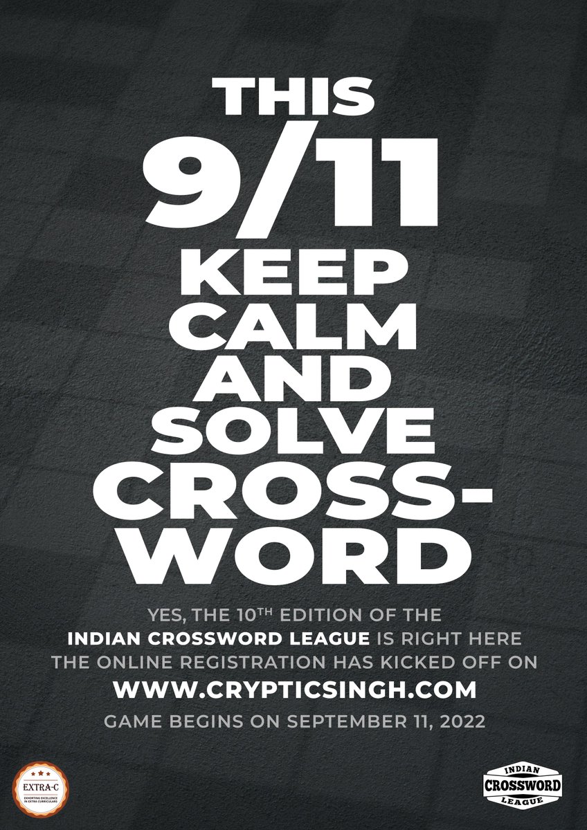 Yes, the 10th edition of the Indian Crossword League (IXL) is right here. The online registration has kicked off on crypticsingh.com

Practice round begins on Sep 11, 2022
Round 1 to go live on Sep 18, 2022

#IXL222 #IXL2022 #crossword #crypticcrossword #contest