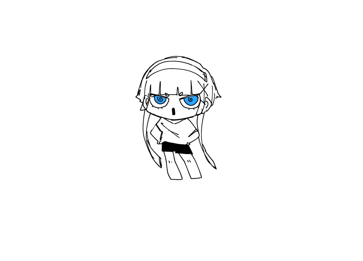 1girl solo blue eyes chibi simple background white background looking at viewer  illustration images