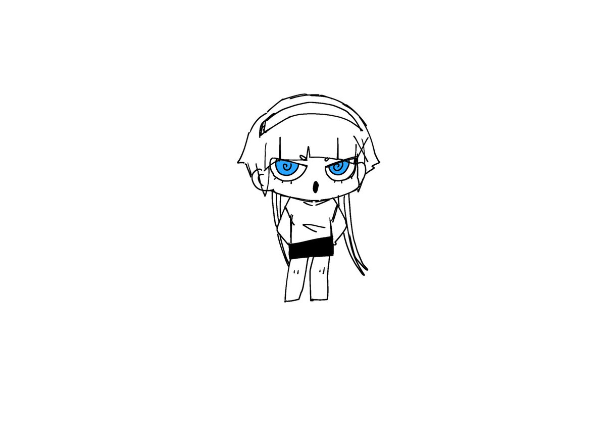 1girl solo blue eyes chibi simple background white background looking at viewer  illustration images