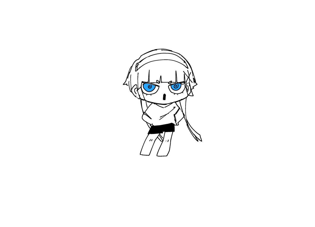 1girl solo blue eyes chibi simple background white background looking at viewer  illustration images
