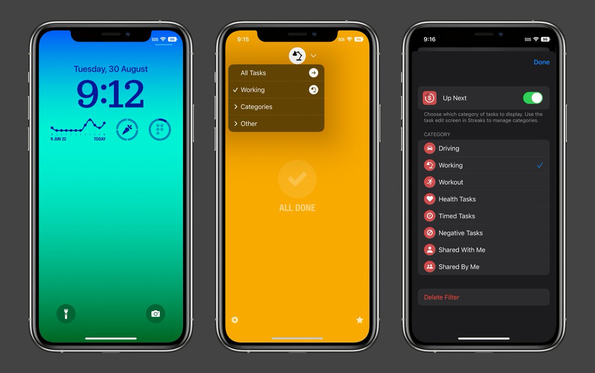 ⭐️ Streaks Beta 3 for iOS 16 is now available on TestFlight:

* New in-app “Up Next” filter screen
* Focus Filter support now available

streaks.app/beta